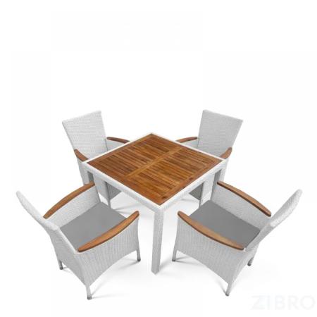 Комплект плетеной мебели AFM-440A 90x90 White (4+1) 