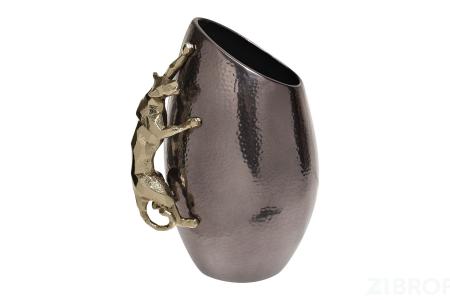 69-120176 Ваза декор.металлич. "Ягуар" черн./зол. 21*15*29см 