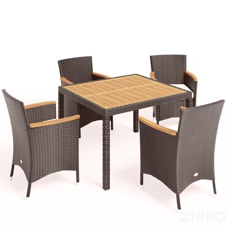 Комплект плетеной мебели AFM-440B 90x90 Brown (4+1) 