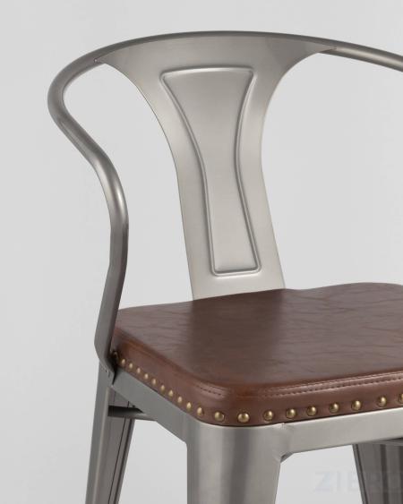Стул Tolix ARMS SOFT с подлокотниками серебристый пластик, металл 
