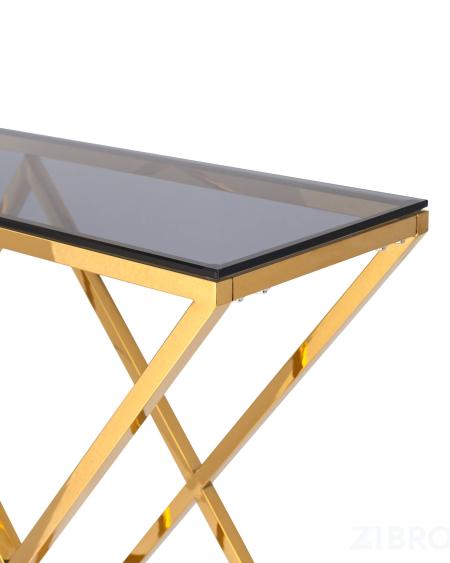 Консоль ИНСИГНИЯ 115*30 золото стекло smoke, каркас нержавеющая сталь 
