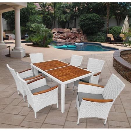 Комплект плетеной мебели мебели AFM-460A 150x90 White (6+1) 