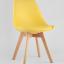 Стул Frankfurt желтый, сиденье из сочетания пластика и экокожи, ножки деревянные 