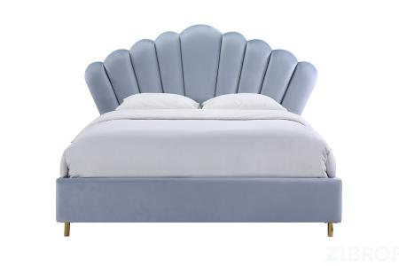 N-BD1913-160 GR Кровать велюр серо-голубой 214*224*141см 