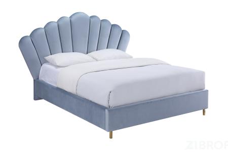 N-BD1913-160 GR Кровать велюр серо-голубой 214*224*141см 
