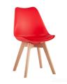 Стул Frankfurt красный, сиденье из сочетания пластика и экокожи, ножки деревянные 