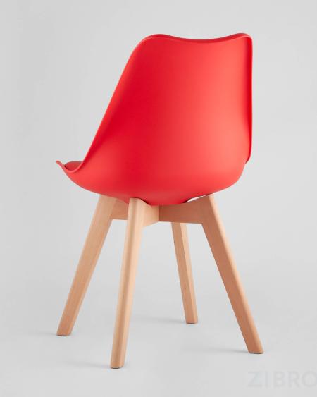 Стул Frankfurt красный, сиденье из сочетания пластика и экокожи, ножки деревянные 