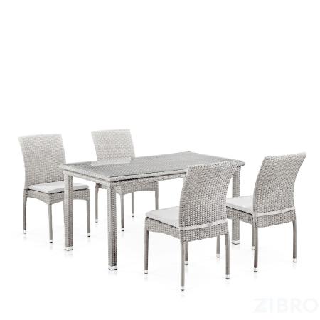 Комплект плетеной мебели T256С/Y380C-W85 Latte 140х80 (4+1) + подушки в комплекте 