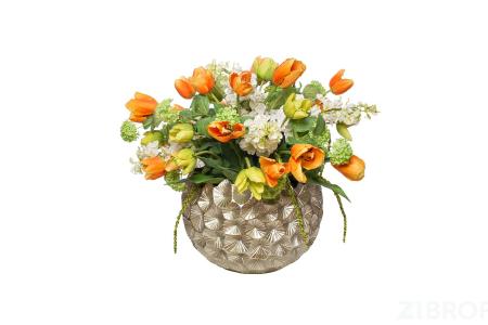 ZS-C1032-18 Кашпо 46*46*40см цвет серебро 