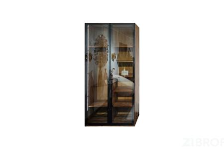GD-10003 Шкаф Alto двухдверный c полками, цвет орех, дверцы стекло 100*57*230см 
