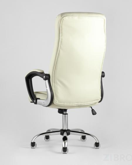 Компьютерное кресло TopChairs Tower офисное черное в обивке из экокожи, механизм качания Top Gun бежевый 
