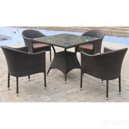 Обеденный комплект плетеной мебели T190B/Y350A-W53 Brown (4+1) 