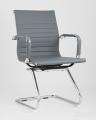 Кресло для посетителей TopChairs Visit серое, обивка из экокожи, металический каркас 