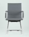 Кресло для посетителей TopChairs Visit серое, обивка из экокожи, металический каркас 
