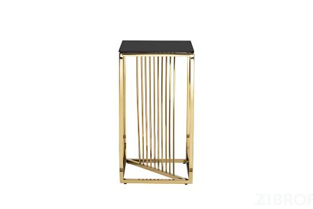 13RXET8082L-GOLD Стол журнальный стекло черн/золото 38*38*70см 
