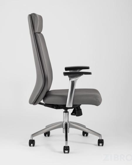 для руководителя TopChairs Armor офисное серое обивка экокожа крестовина металл 