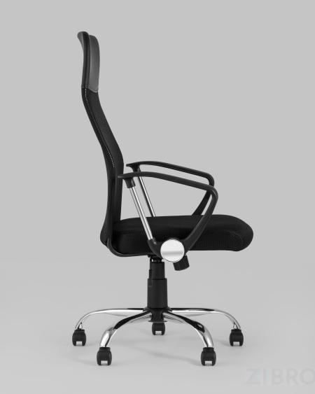 Компьютерное кресло TopChairs Benefit офисное черное, обивка из сочетания экокожи, сетки и текстиля, механизм качани 
