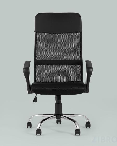 Компьютерное кресло TopChairs Benefit офисное черное, обивка из сочетания экокожи, сетки и текстиля, механизм качани 