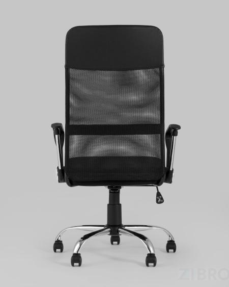 Компьютерное кресло TopChairs Benefit офисное черное, обивка из сочетания экокожи, сетки и текстиля, механизм качани 