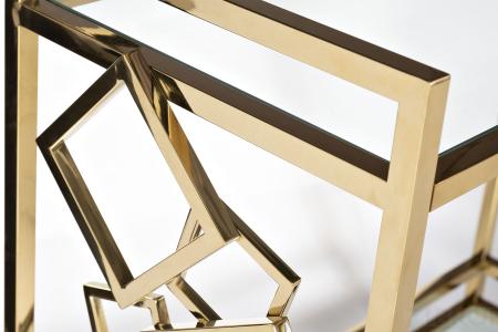 GY-CRT8164GOLD Стол-тележка сервировочн ст.прозр/золото 80*40*83 