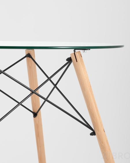 Eames стол стеклянный D80, 2 стула прозрачных 