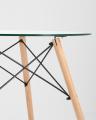 Eames стол стеклянный D80, 2 стула прозрачных 