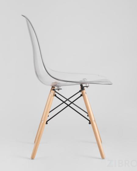 Eames стол стеклянный D80, 2 стула прозрачных 