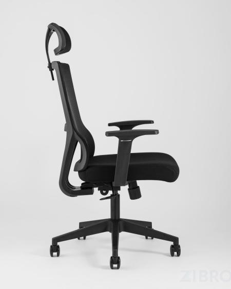 для руководителя TopChairs Local офисное черное обивка сетка ткань крестовина пластик 