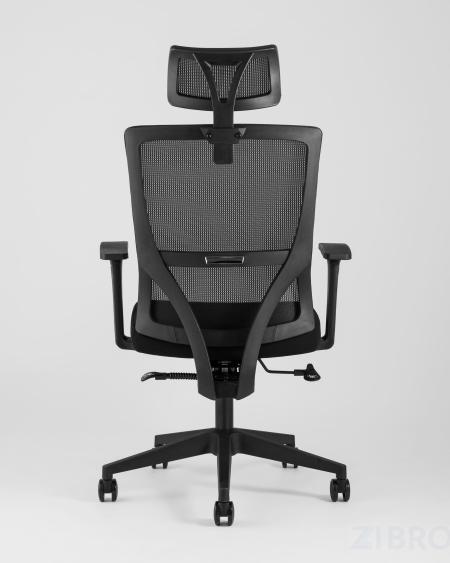 для руководителя TopChairs Local офисное черное обивка сетка ткань крестовина пластик 