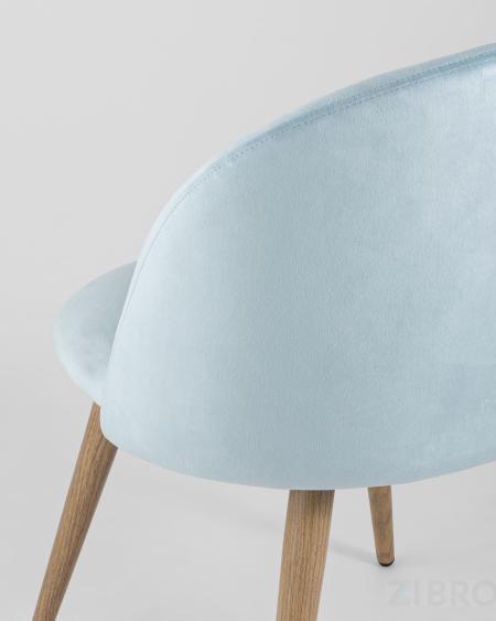 Стул Лион пыльно-голубой, сиденье и спинка велюр, каркас оцинкованный металл с принтом под натурально 