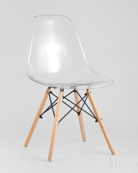 Eames стол стеклянный D80, 3 стула прозрачных 