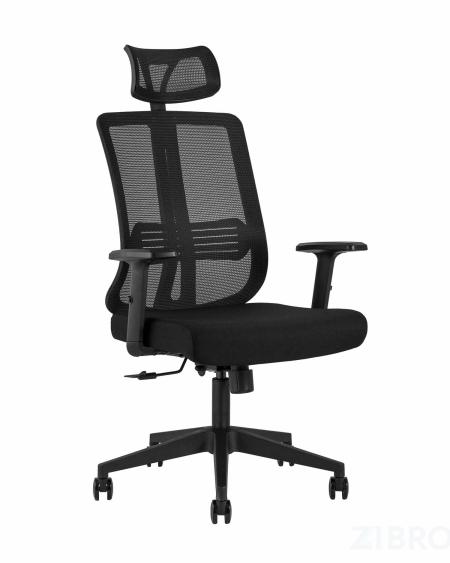 для руководителя TopChairs Post офисное черное обивка сетка ткань крестовина пластик 