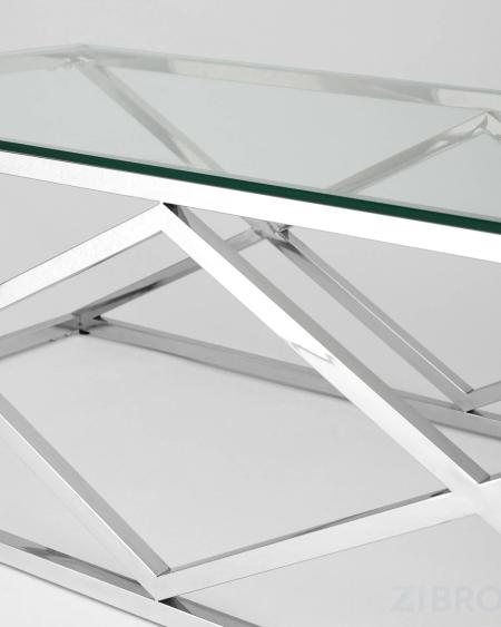 Стол журнальный 120*60 ИНСИГНИЯ серебро, каркас нержавеющая сталь 