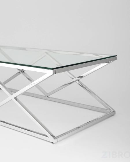 Стол журнальный 120*60 ИНСИГНИЯ серебро, каркас нержавеющая сталь 