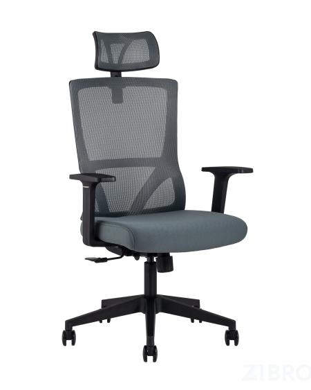 для руководителя TopChairs Local офисное серое обивка сетка ткань крестовина пластик 