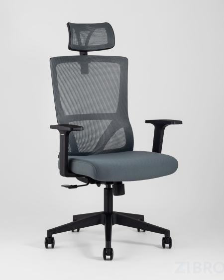 для руководителя TopChairs Local офисное серое обивка сетка ткань крестовина пластик 