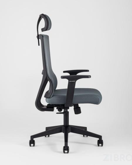 для руководителя TopChairs Local офисное серое обивка сетка ткань крестовина пластик 