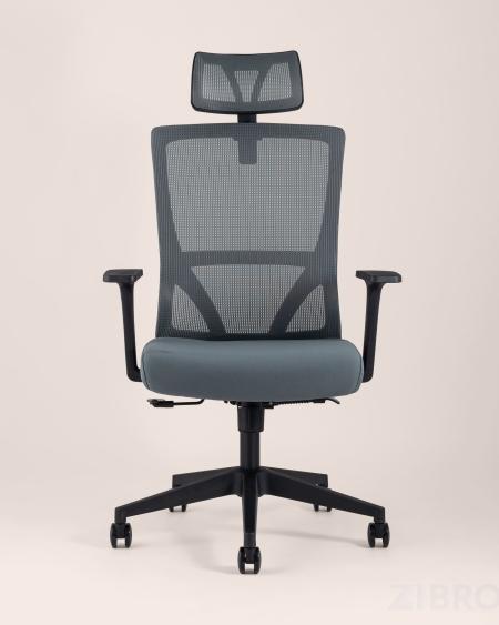 для руководителя TopChairs Local офисное серое обивка сетка ткань крестовина пластик 