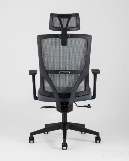 для руководителя TopChairs Local офисное серое обивка сетка ткань крестовина пластик 