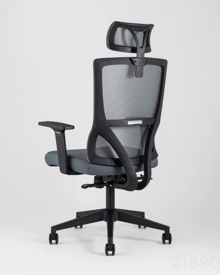 для руководителя TopChairs Local офисное серое обивка сетка ткань крестовина пластик 