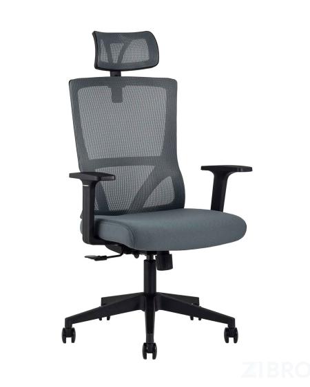 для руководителя TopChairs Local офисное серое обивка сетка ткань крестовина пластик 