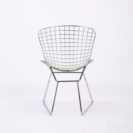 Bertoia хромированный металл с белой подушкой из экокожи 