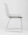Bertoia хромированный металл с белой подушкой из экокожи 