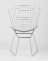 Bertoia хромированный металл с белой подушкой из экокожи 