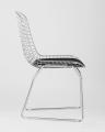 Bertoia хромированный металл с черной подушкой из экокожи 