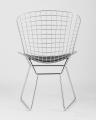 Bertoia хромированный металл с черной подушкой из экокожи 
