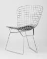 Bertoia хромированный металл с черной подушкой из экокожи 