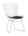 Bertoia хромированный металл с черной подушкой из экокожи 