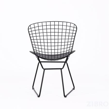 Bertoia металлический черный с черной подушкой из экокожи 