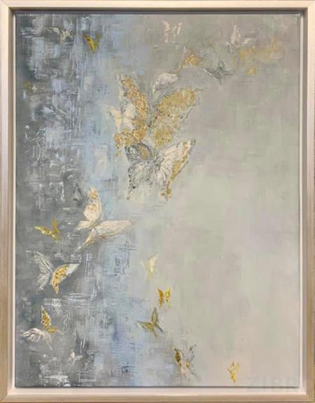 89VOR- BUTTERFLY Холст "Бабочки" 60*80 см, багет кэнвес серебр. 